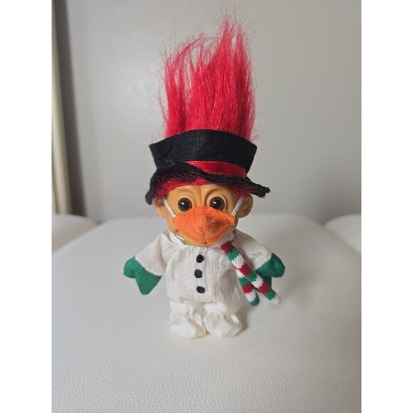 5" Russ Troll Doll Vintage Christmas Snowman Troll Doll With Carrot Nose Holiday - Picture 1 of 8